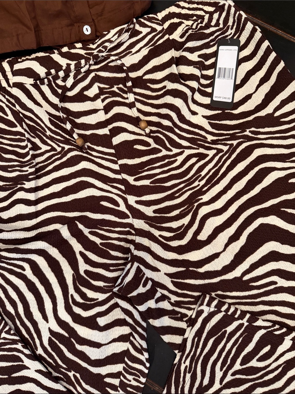 Classy Comfy Zebra Print Wide Leg Pants - Dark Brown and Cream